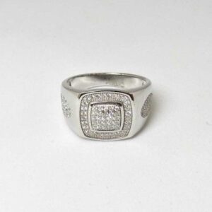 925 Sterling Silver AD Diamond Casual Gents Ring