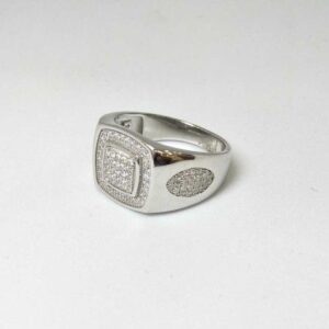 925 Sterling Silver AD Diamond Casual Gents Ring