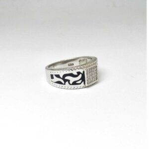 925 Sterling Silver Diamond Oxides Designed Gents Ring