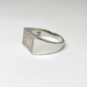 925 Sterling Silver AD Diamond Gents Ring