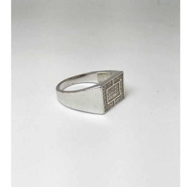 925 Sterling Silver AD Diamond Gents Ring
