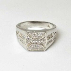 925 Sterling Silver AD Diamond Casual Gents Ring