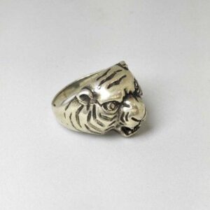 925 Sterling Silver Tiger Designed Gents Ring