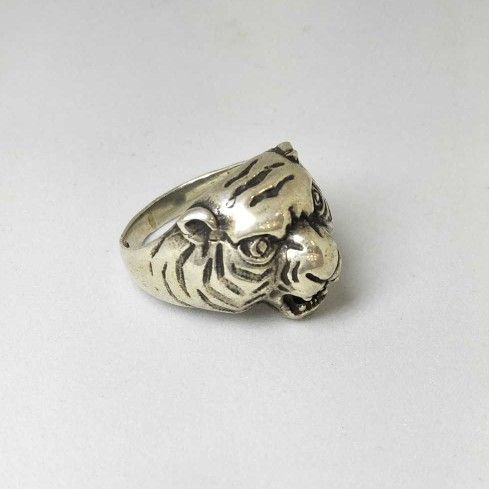 925 Sterling Silver Tiger Designed Gents Ring