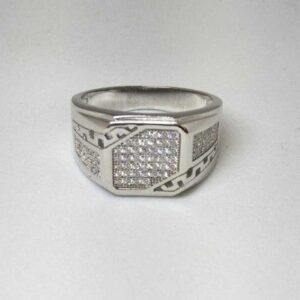 925 Sterling Silver AD Diamond Casual Gents Ring
