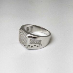 925 Sterling Silver AD Diamond Casual Gents Ring