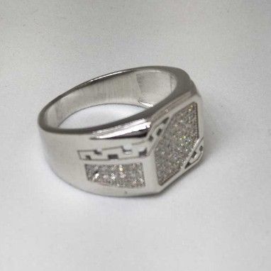 925 Sterling Silver AD Diamond Casual Gents Ring