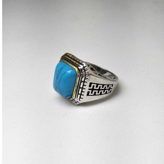 925 Sterling Silver Blue Stone Gents Ring - Image 2
