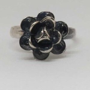 925 Sterling Silver Oxidise Rose Ladies Ring