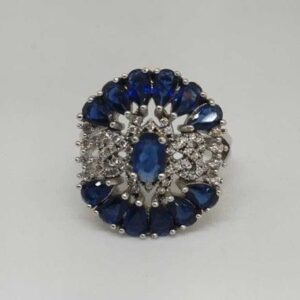 925 Sterling Silver Blue Diamond Ladies Ring