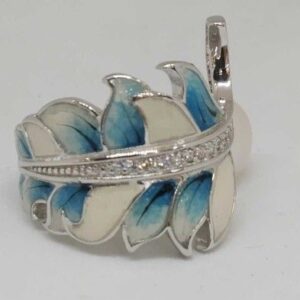 925 Sterling Silver Pearl Leaf Deg Ladies Ring