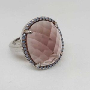 925 Sterling Silver Light Purple Diamond Ladies Ring