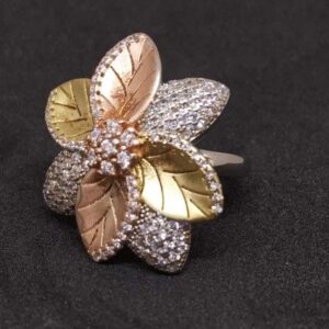 925 Sterling Silver Cocktail Flower Ladies Ring