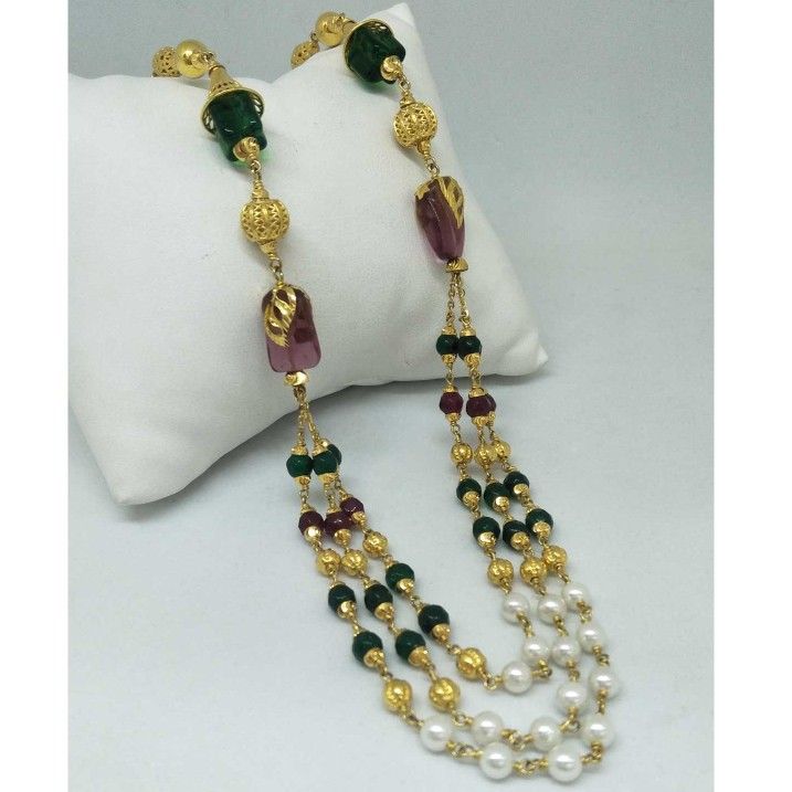 22 kt gold moti mala
