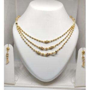 916 Gold Attractive Mala with Earrings JJ-M03