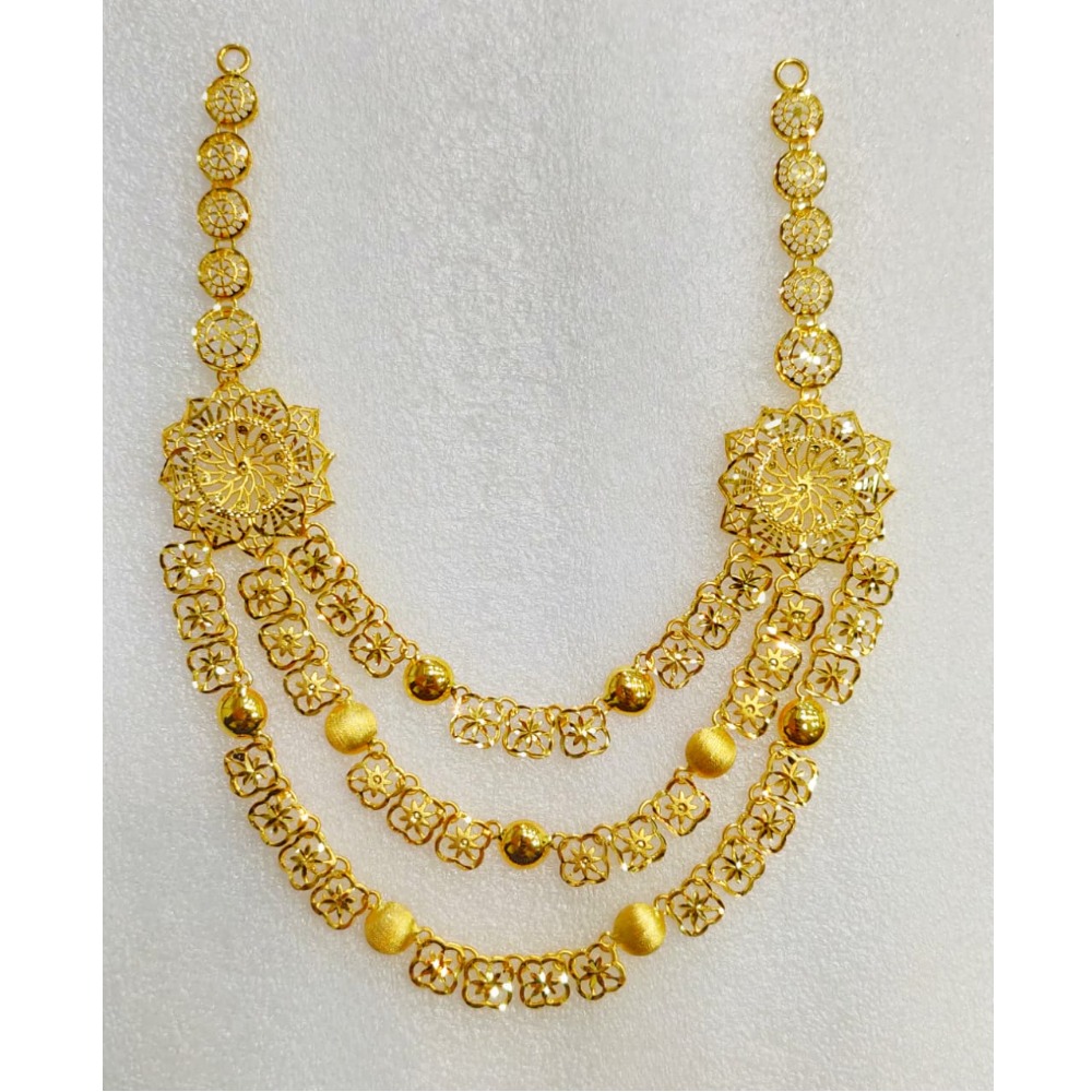 916 Gold Fancy Flower Design 3 Layer Necklace MJ-N003