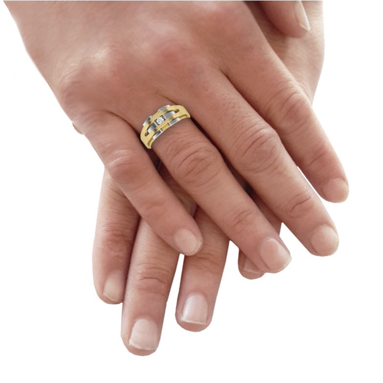 18KT Gold Roy Natural Diamond Solitaire Engagement Gents Ring - Image 5