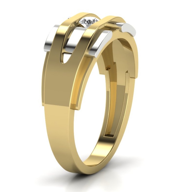 18KT Gold Roy Natural Diamond Solitaire Engagement Gents Ring - Image 4