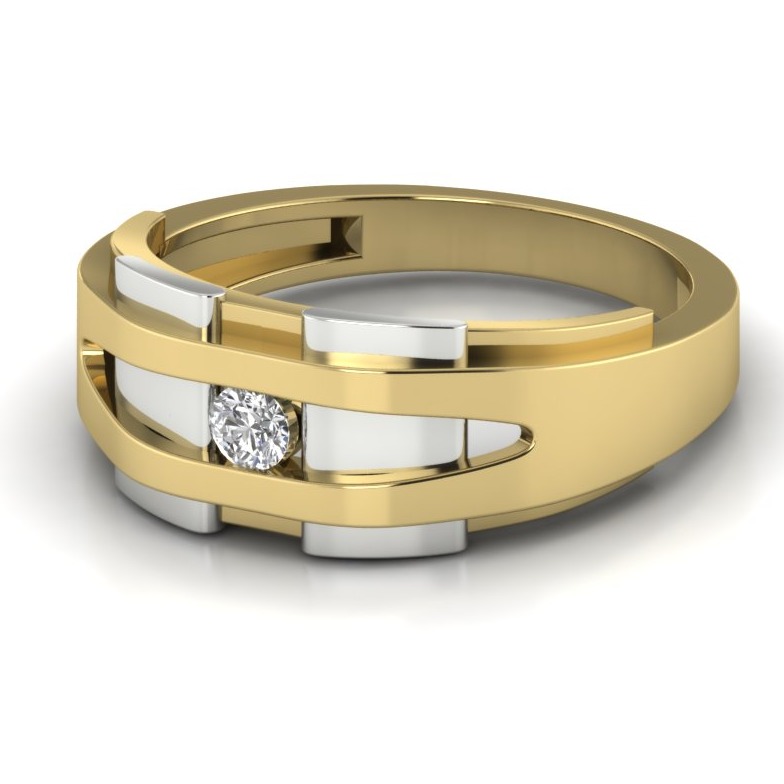 18KT Gold Roy Natural Diamond Solitaire Engagement Gents Ring - Image 3