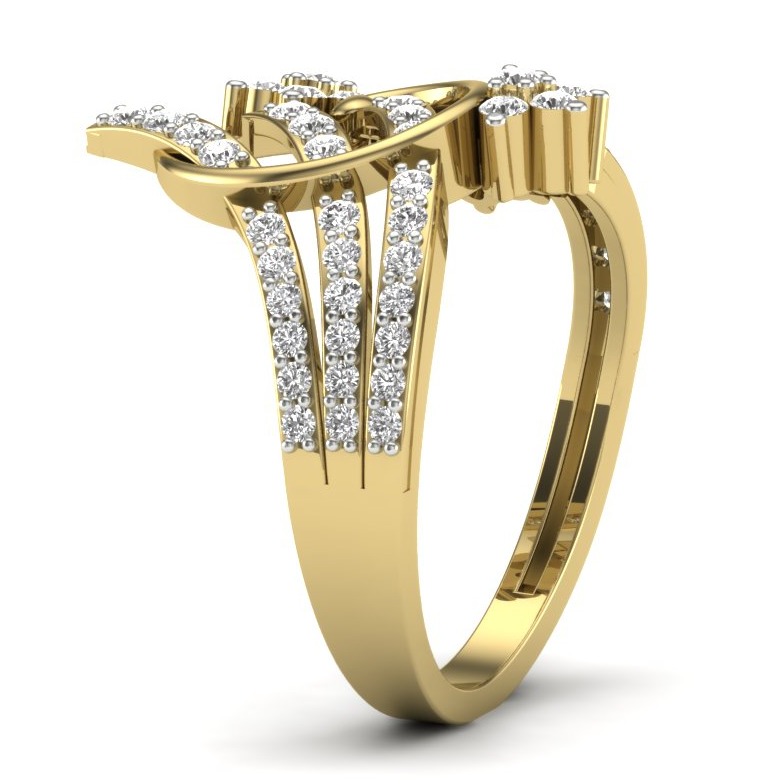 18KT Yellow Gold Designer Anemone Diamond Wedding Ring - Image 4