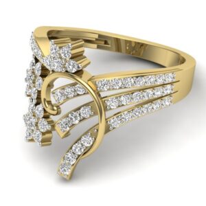18KT Yellow Gold Designer Anemone Diamond Wedding Ring