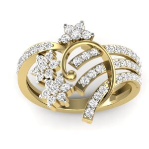 18KT Yellow Gold Designer Anemone Diamond Wedding Ring