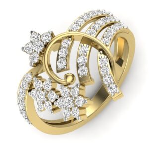 18KT Yellow Gold Designer Anemone Diamond Wedding Ring