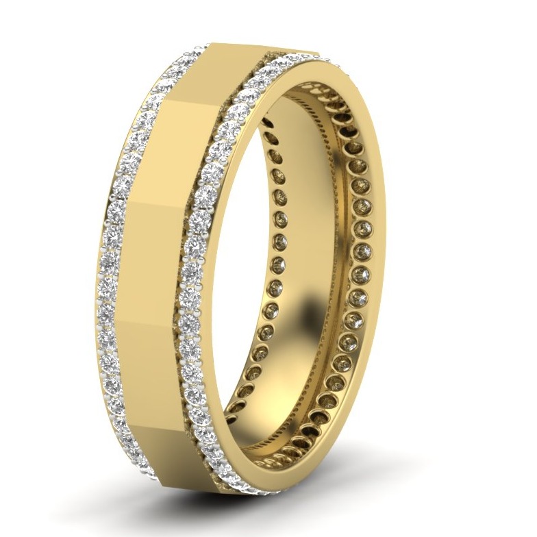 18KT Yellow Gold Azalea Natural Diamond Band - Image 3