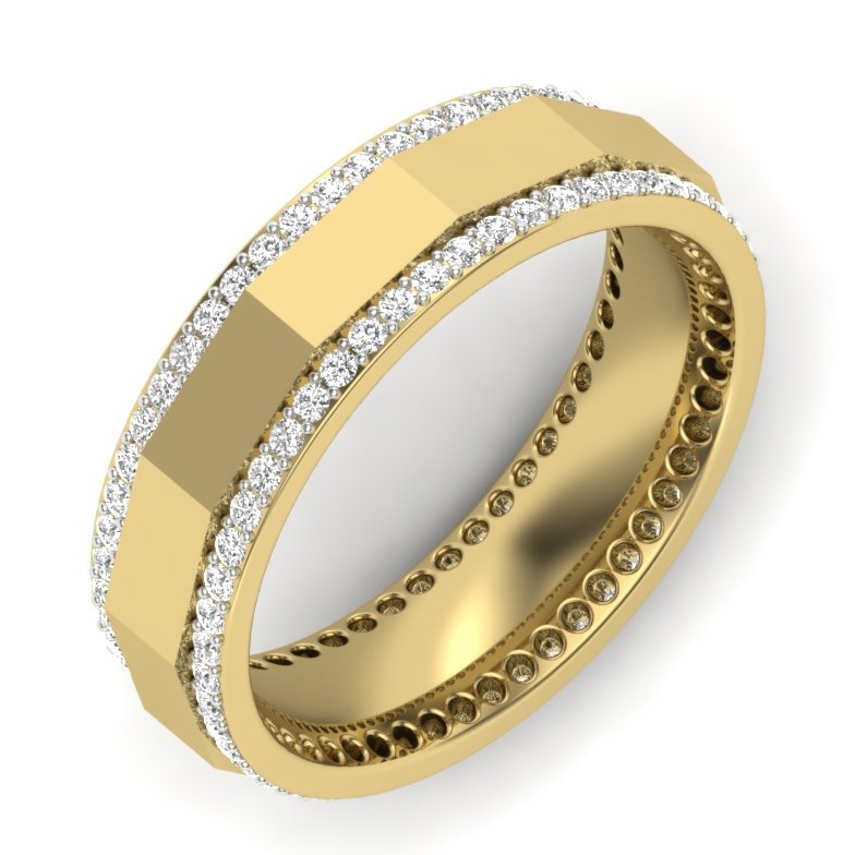 18KT Yellow Gold Azalea Natural Diamond Band - Image 2