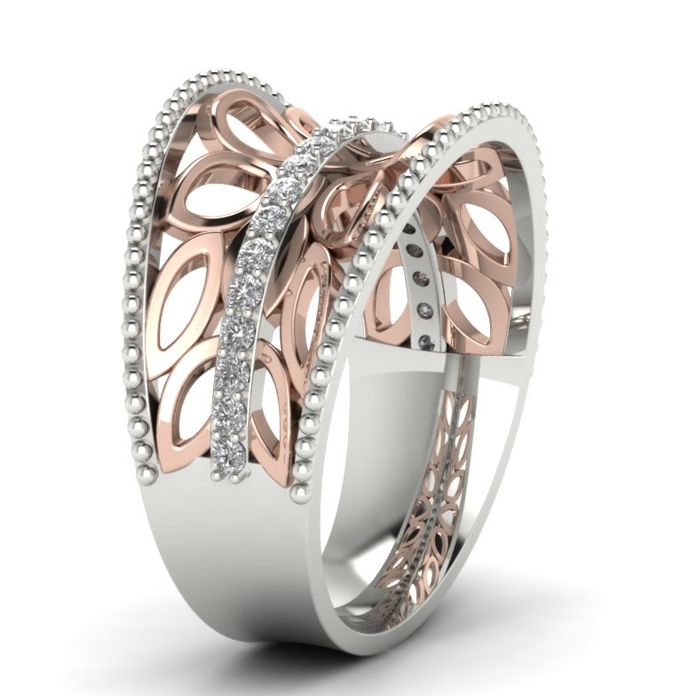 18KT Handmade White Gold Yamini Diamond Ring - Image 4