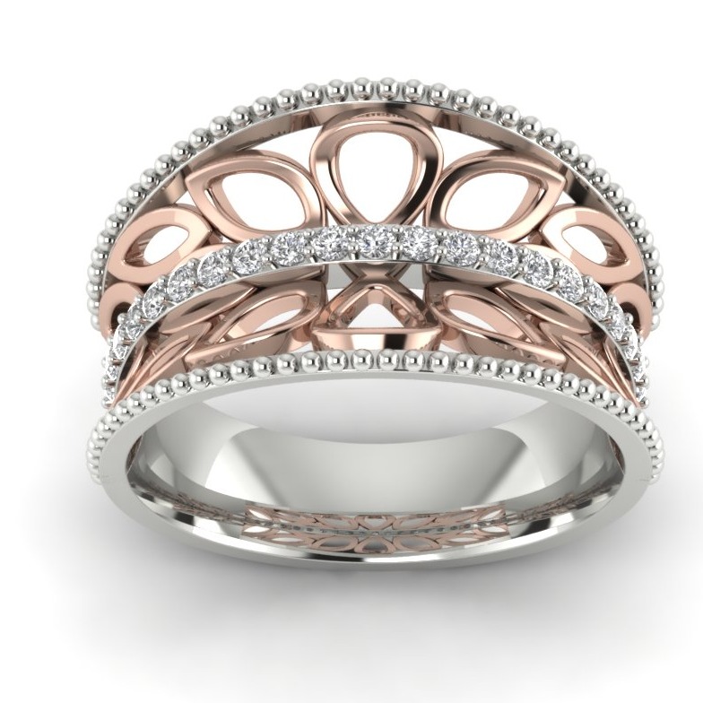 18KT Handmade White Gold Yamini Diamond Ring - Image 2
