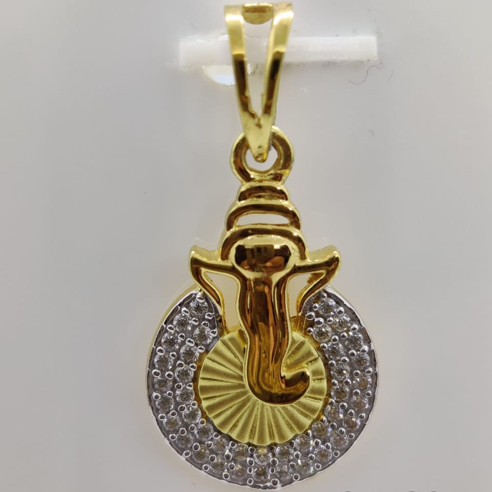 22kt gold cz stone lord ganpati pendant
