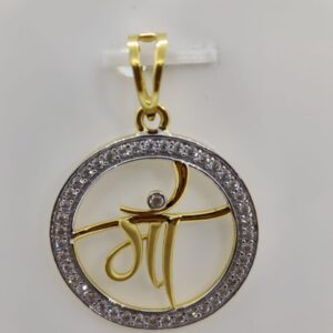 22kt gold cz stone maa pendant