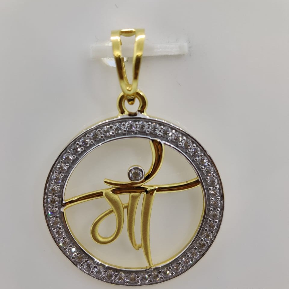 22kt gold cz stone maa pendant