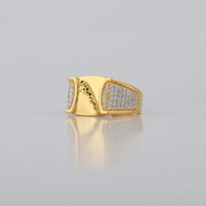 22 kt gold cz stone jaguar logo ring