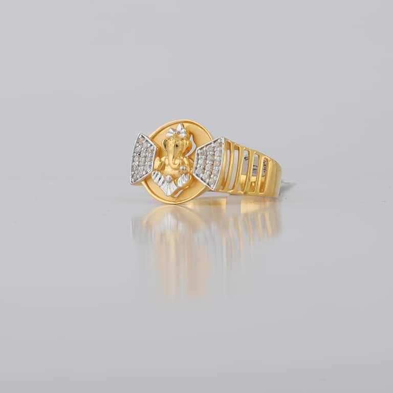 22 kt gold cz ring for men's