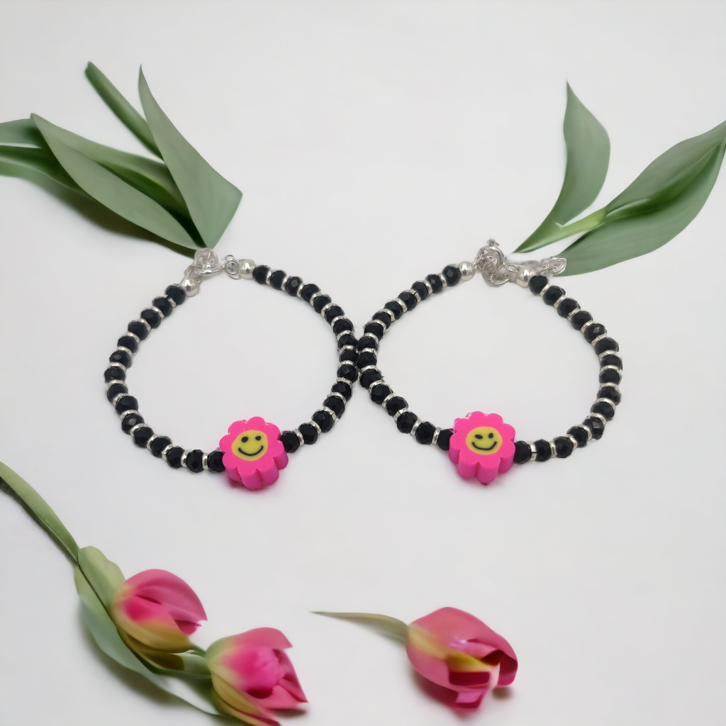 925 Silver Black Beads Najariya For Baby
