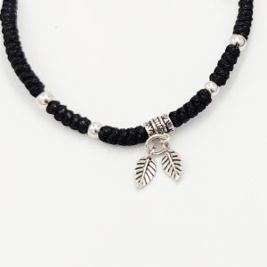 925 Sterling Silver Black Thread Anklets