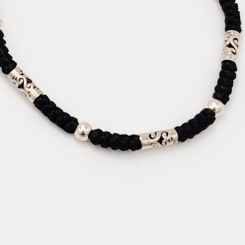 925 Sterling Silver Black Thread Anklets - Image 2