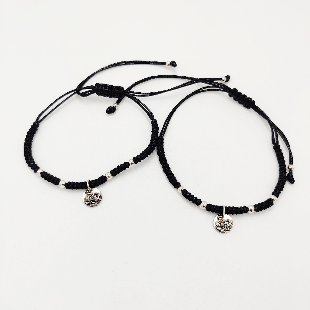 925 Sterling Silver Black Thread Anklets
