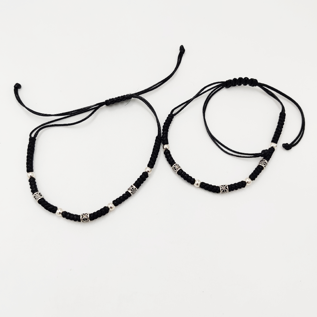 925 Sterling Silver Black Thread Anklets