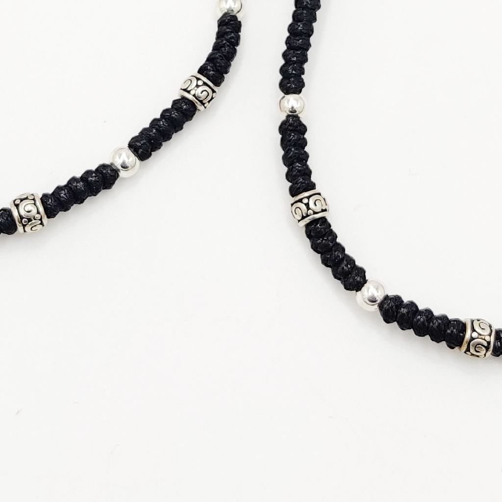 925 Sterling Silver Black Thread Anklets - Image 2