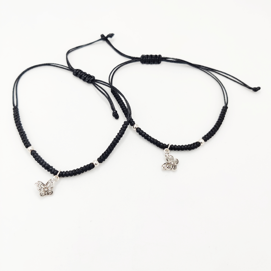 925 Sterling Silver Black Thread Anklets