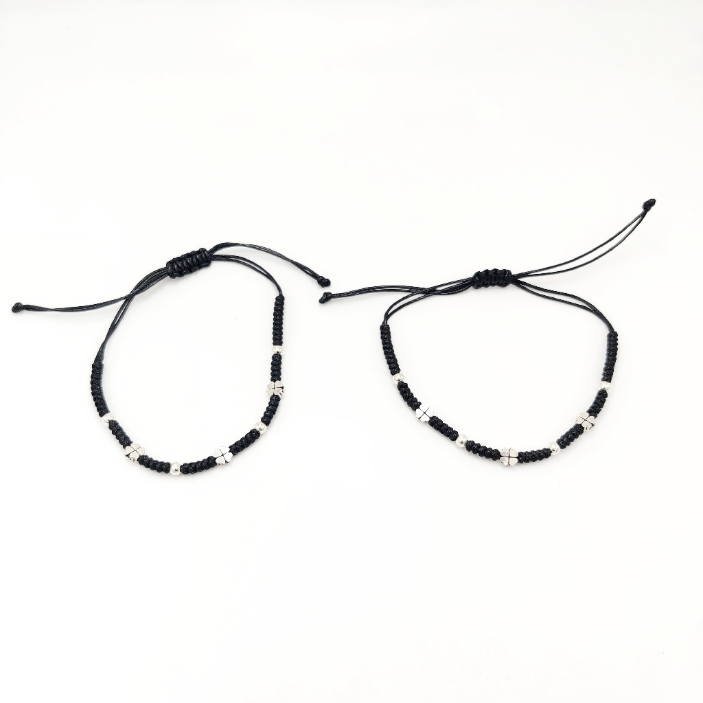 925 Sterling Silver Black Thread Anklets