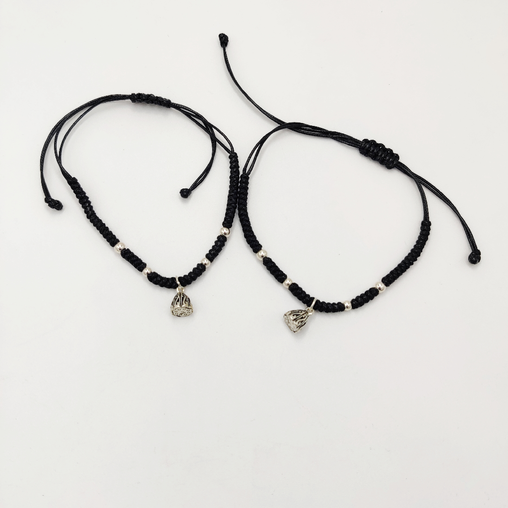 925 Sterling Silver Black Thread Anklets
