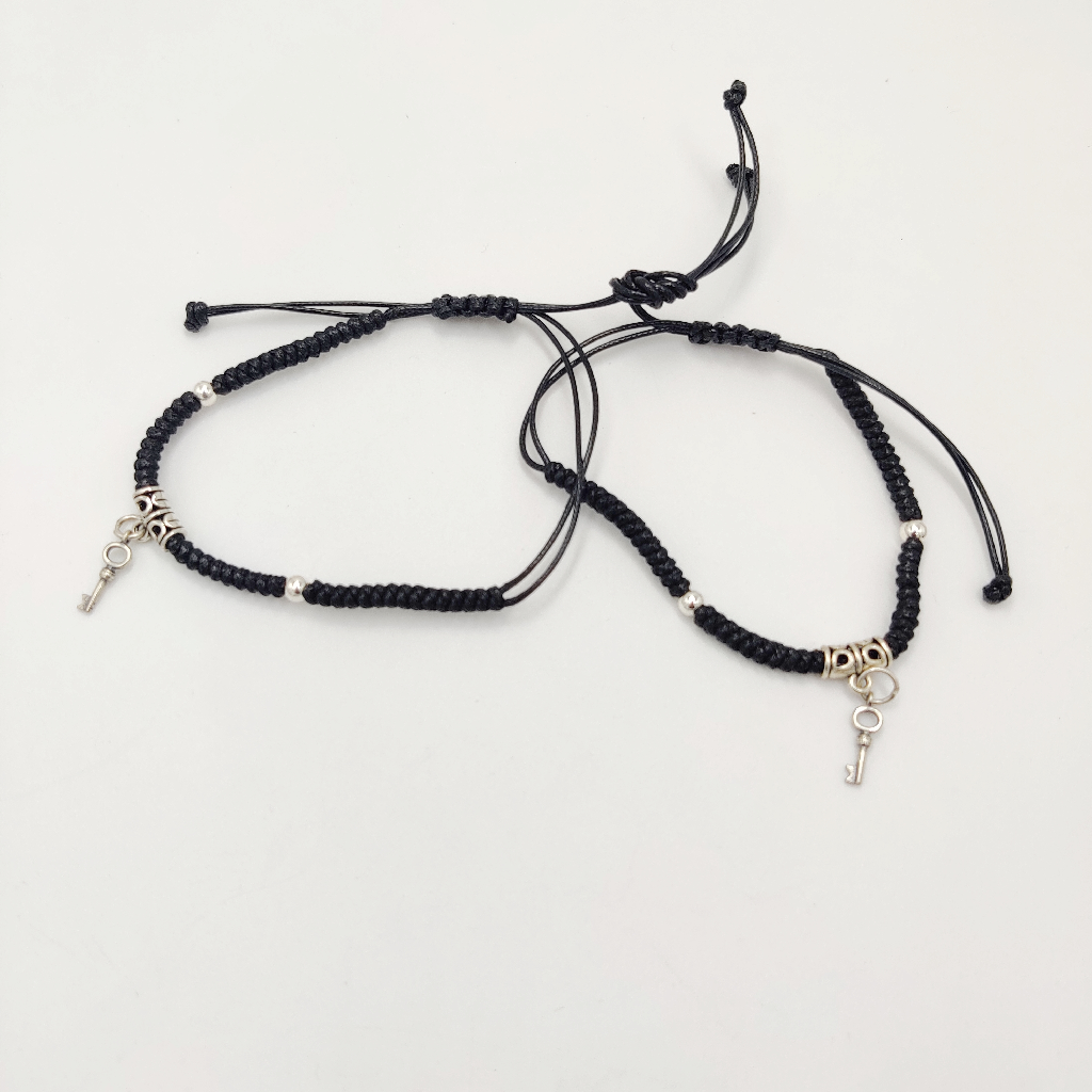 925 Sterling Silver Black Thread Anklets