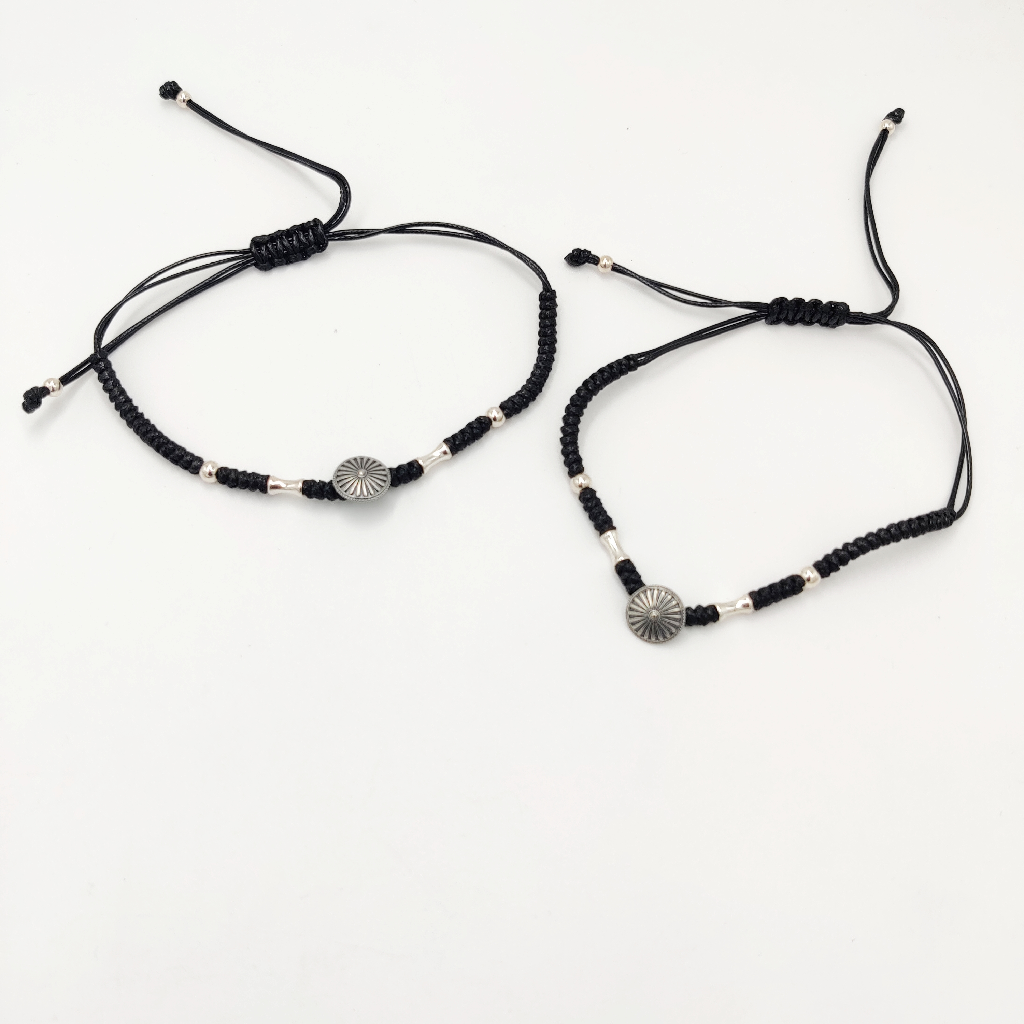 925 Sterling Silver Black Thread Anklets