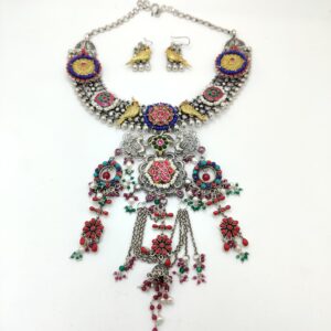 925 Silver Antique Kundan Jadtar Necklace