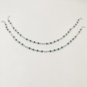 925 Silver Green Colour Crystal Anklets