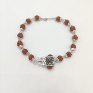 925 Silver Rudraksha Trishul Damroo Bracelet